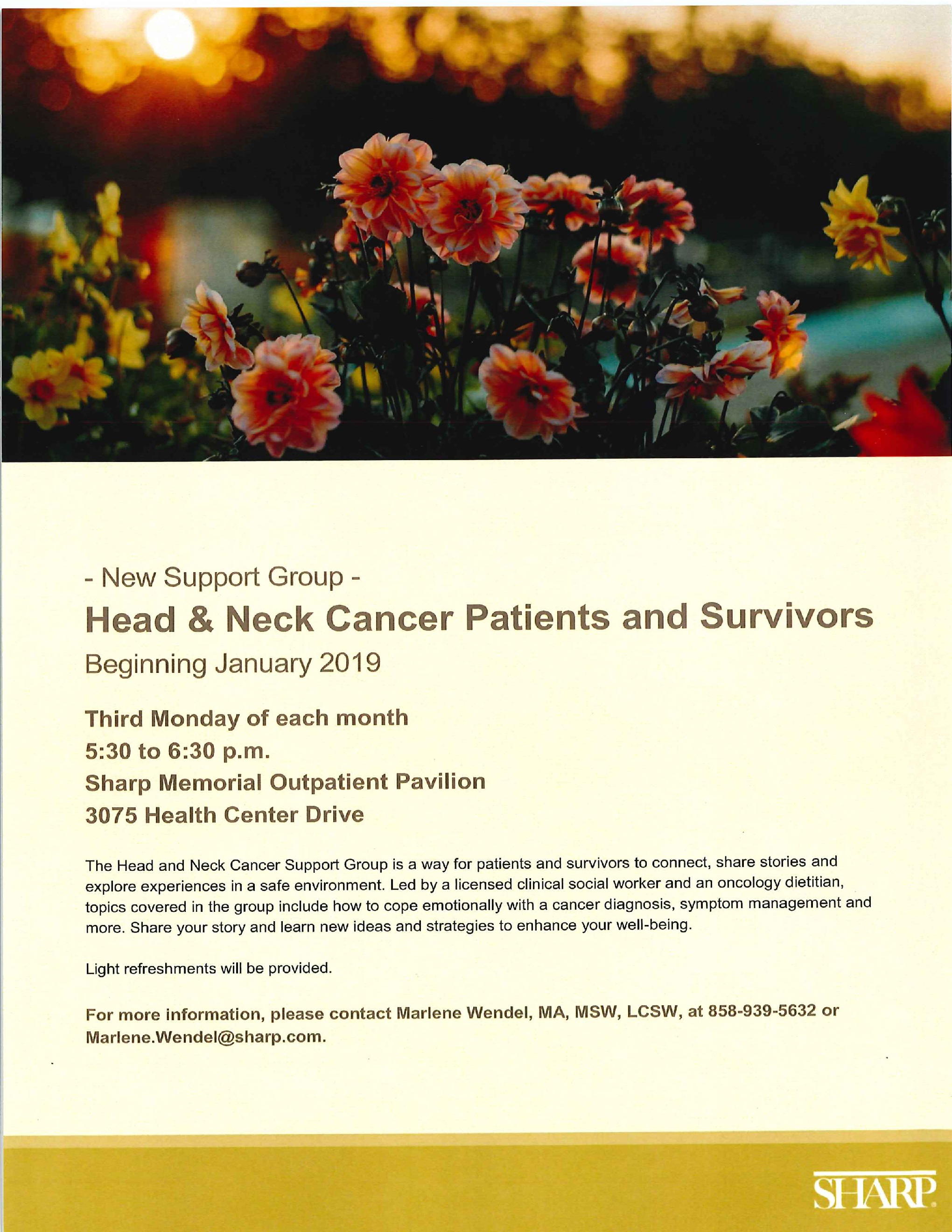 Head and Neck Cancer Support Group Flier