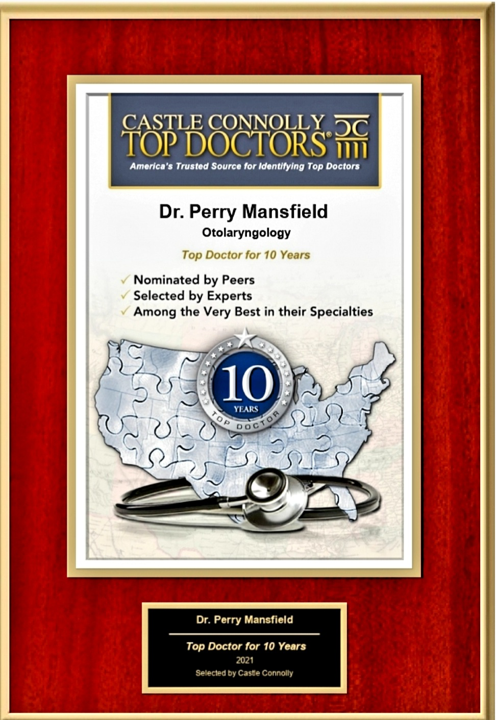 Castle Connolly Award for Top Doctor in Otolaryngology, Head and Neck Surgery